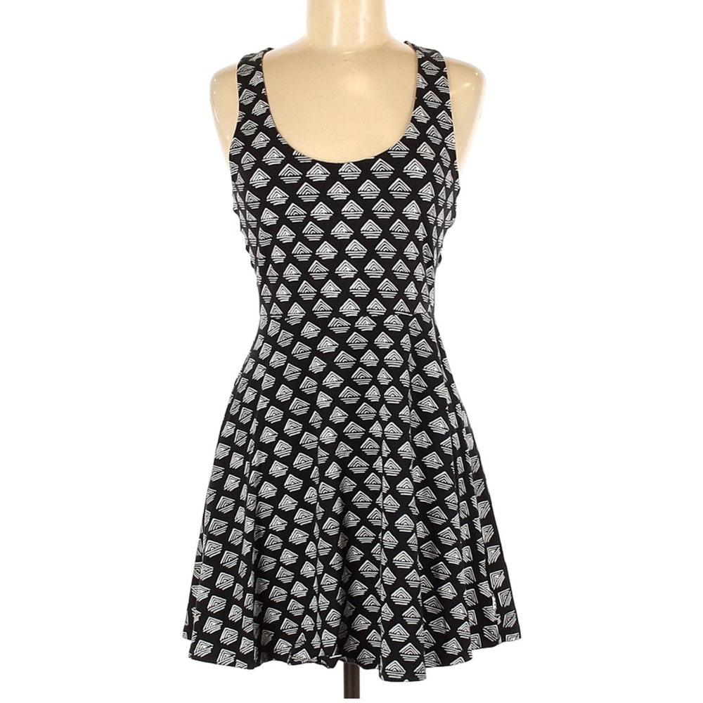 Vans short skater dress side cut outs navy white stretchy fit and flare size S